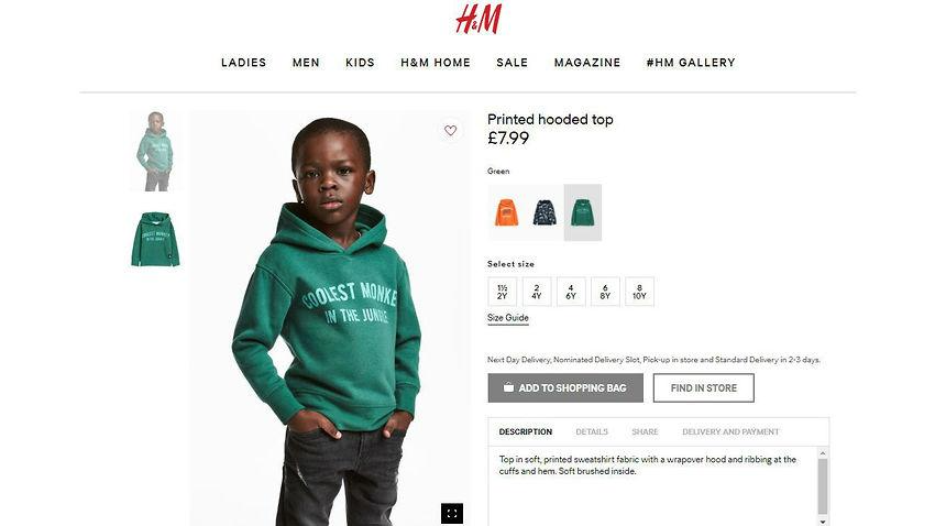 Реклама H&M с чернокожим мальчиком про обезьянку